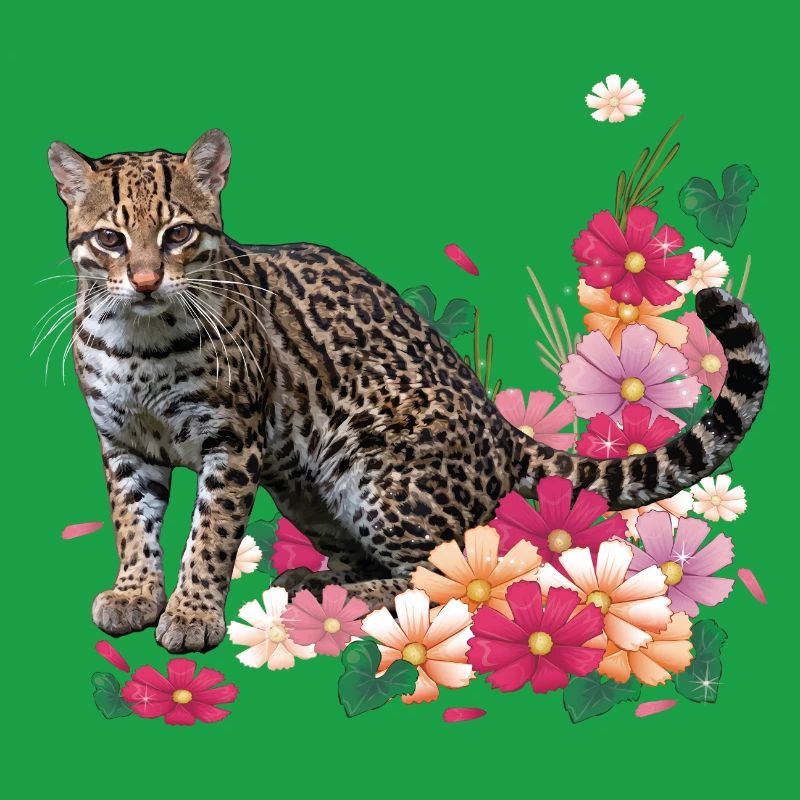 Léopard fleuri avec des fleurs
