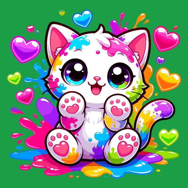 Explosion de couleurs de l’art du chat
