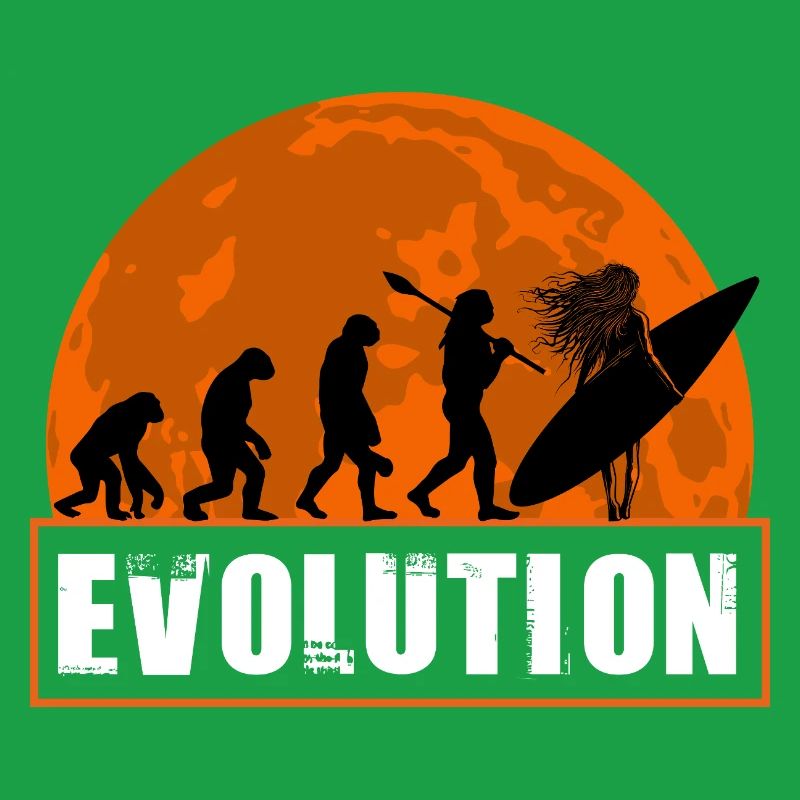 Évolution de la silhouette vintage du coucher de soleil surf