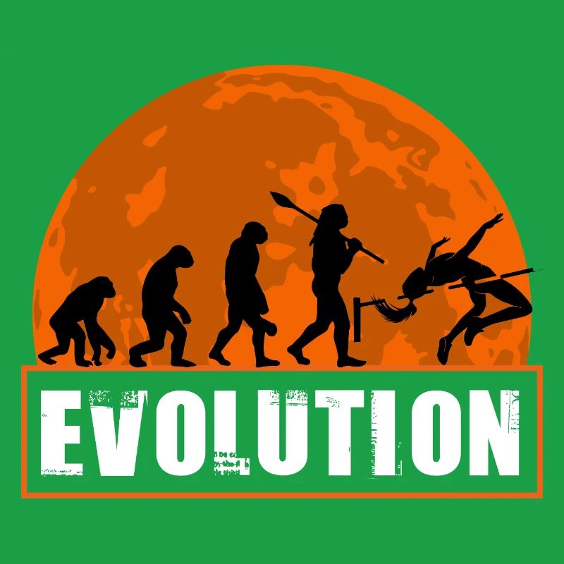 High Jumping Evolution Retro Athlete Silhouette