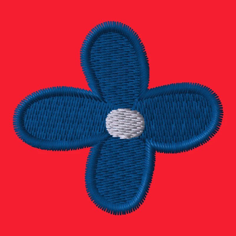 Blue Flower Embroidered