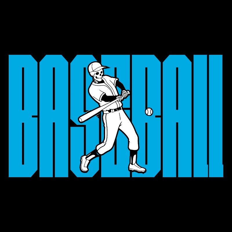 Silhouette de balançoire de baseball sur texte bleu gras