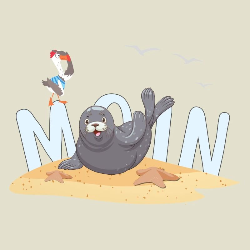 Moin Robbe Möwe Strand
