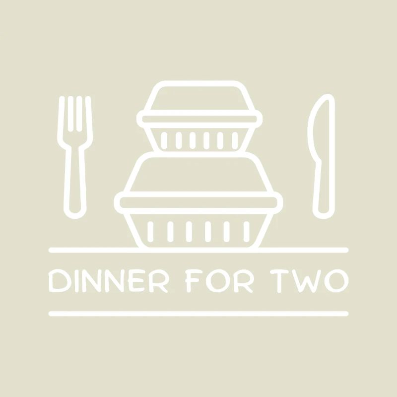 Dinner for two – takeaway boxes, fork, knife.