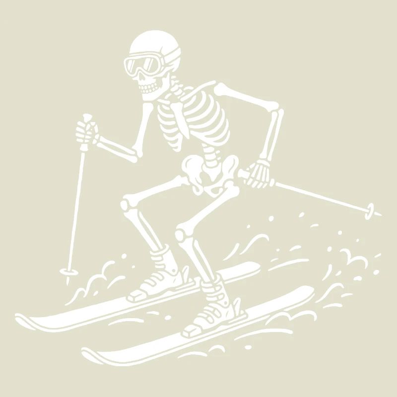 Skelettskifahrer auf Schneewellen