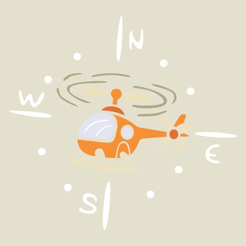 Hélicoptère de dessin animé avec conception de boussole