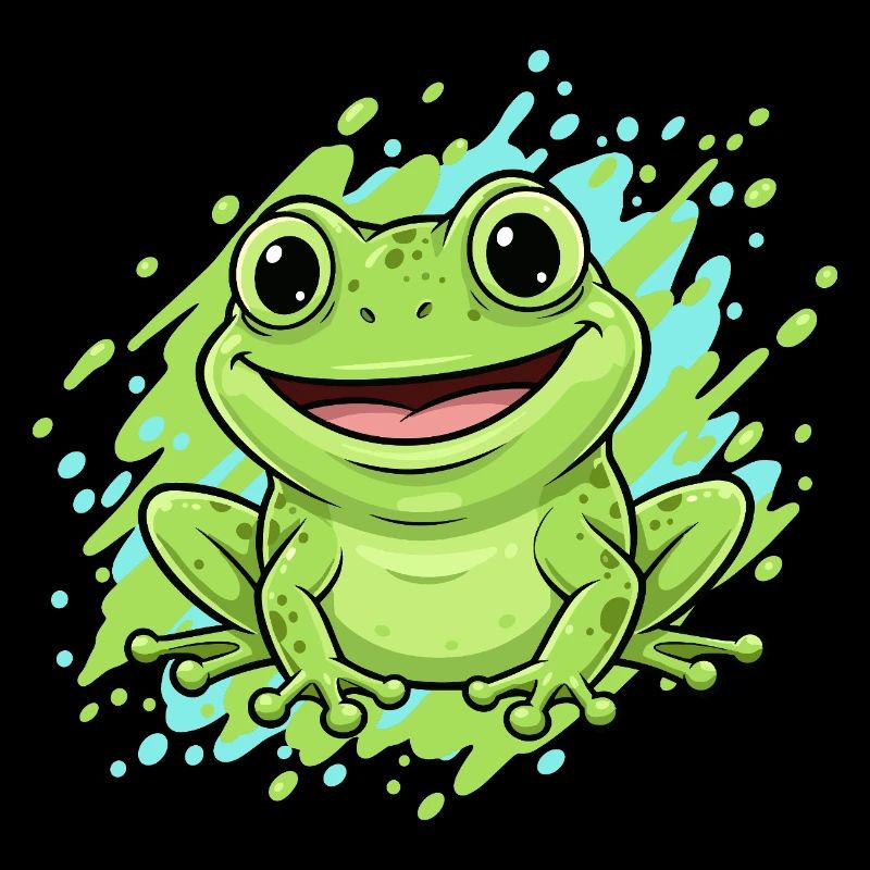 Dessin animé joyeux de grenouilles éclaboussures