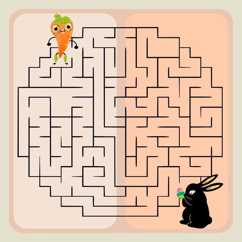 Labyrinth Easter Bunny - Easter - Carrot - Maze