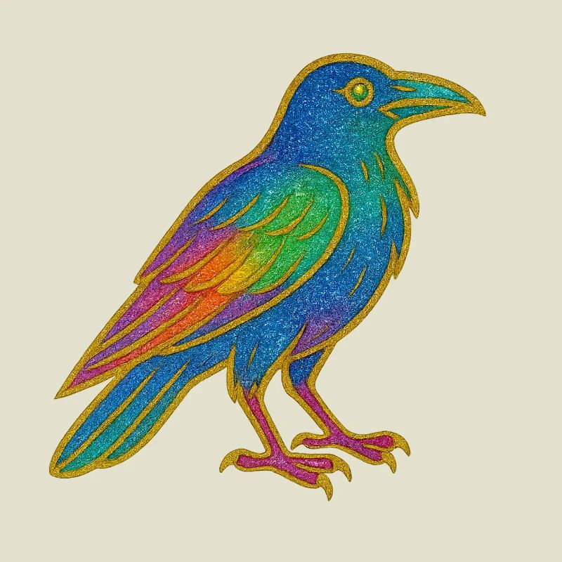 Rainbow Raven Patch Design