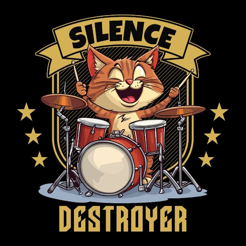 Drums Drums Silence Destroyer Cat Funny