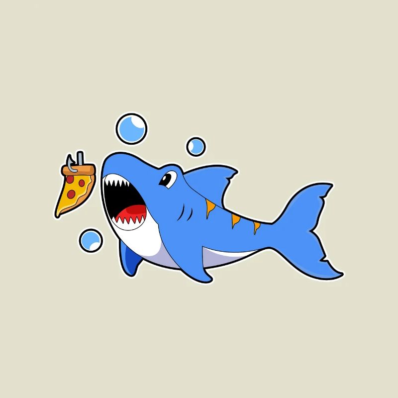 Requin avec une pizza comme appât
