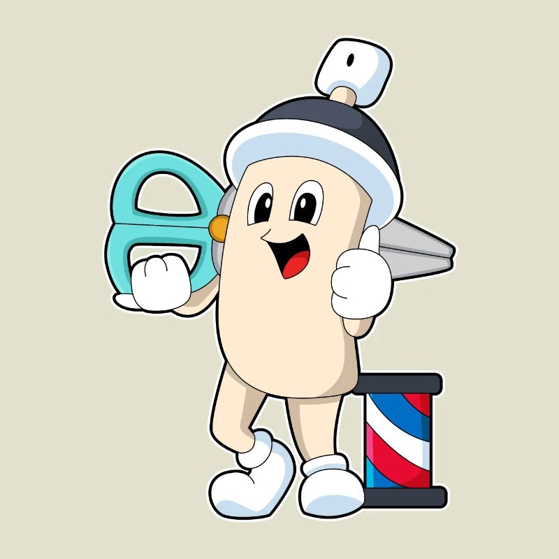 Laque de coiffure comme coiffeur avec des ciseaux