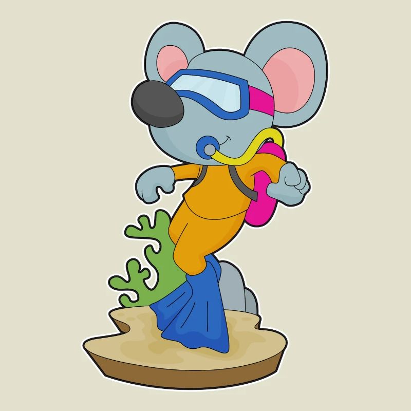 Souris Plongeur Bouteille d’oxygène Plongée