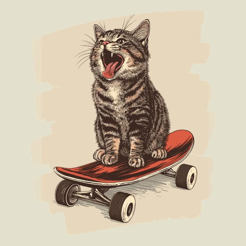 Chat de planche à roulettes