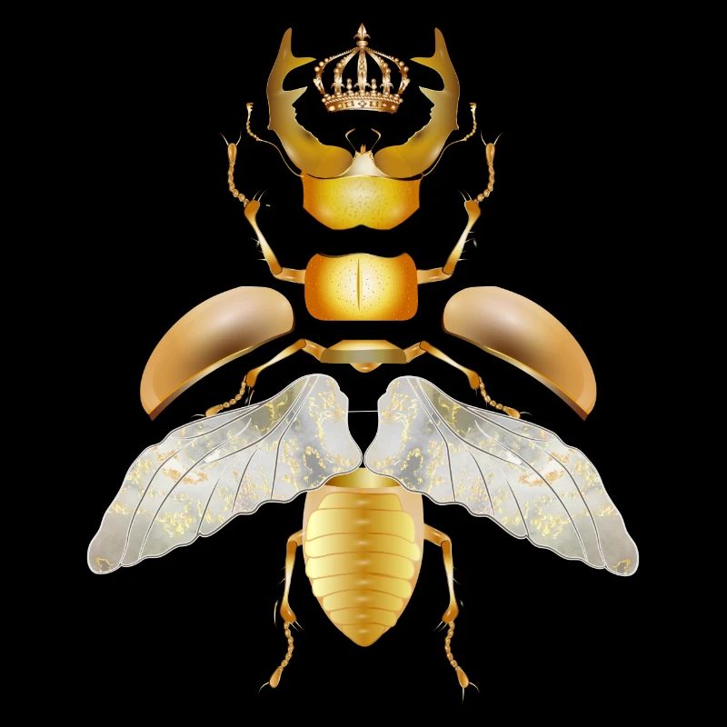 goldfarbener Hirschkäfer mit Krone in Einzelteile