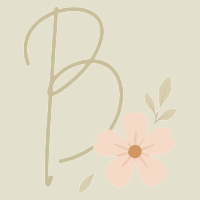 B Floral : Initiale avec fleur de corail