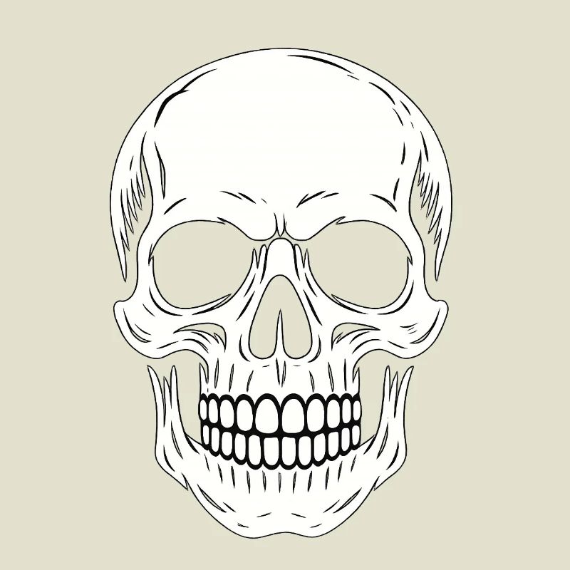 Minimalist Black Linear Skull