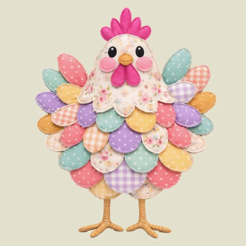 Poule Patchwork Mignonne Style Rustique