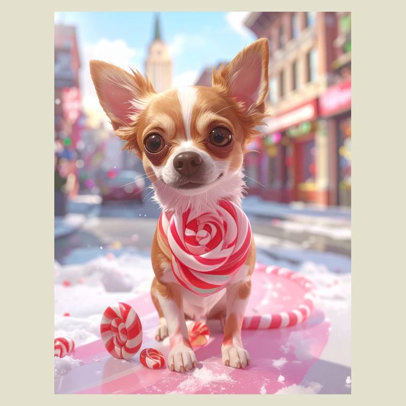 Candy Pup with Candy Cane