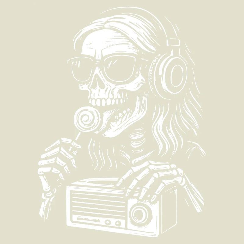 Skelett DJ mit Kopfhörern