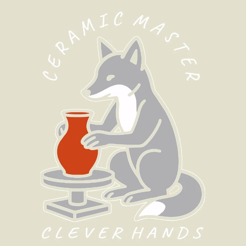 Ceramic Master Fox on Pottery Wheel