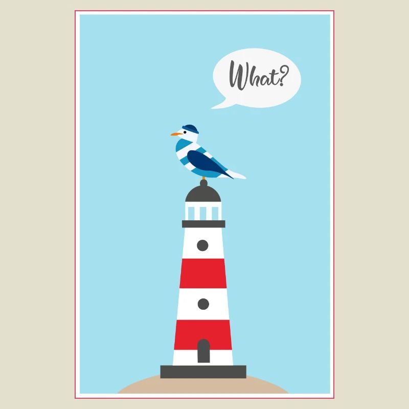 Lighthouse - Seagull - Comic - Gift