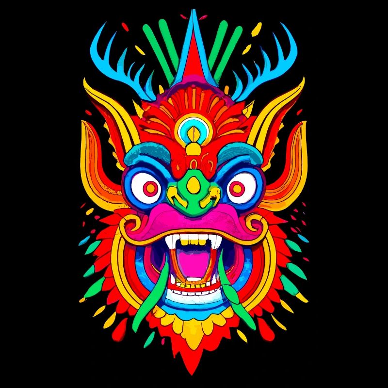 Bunte Drachenmaske