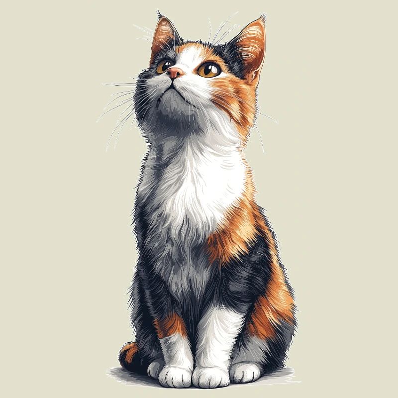 Chat comique assis coloré