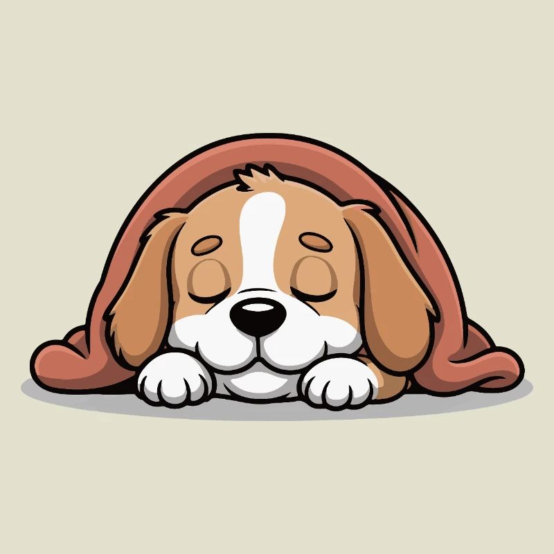 Sleeping Beagle Under Blanket