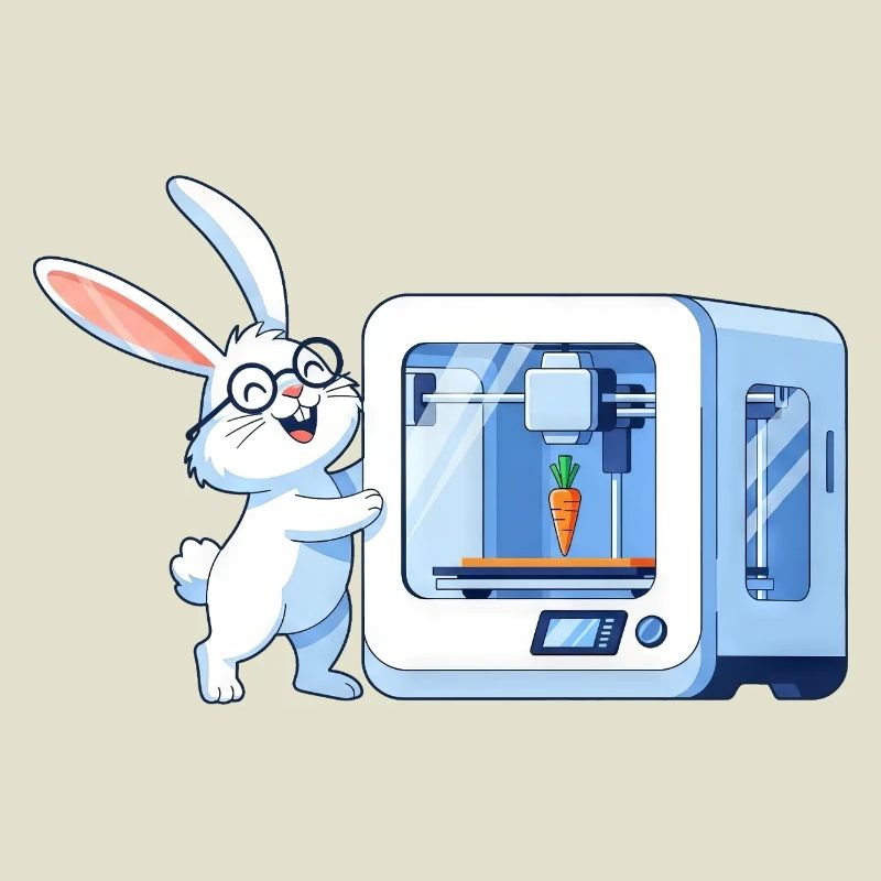 Funny Rabbit Nerd Programmer 3D Printer