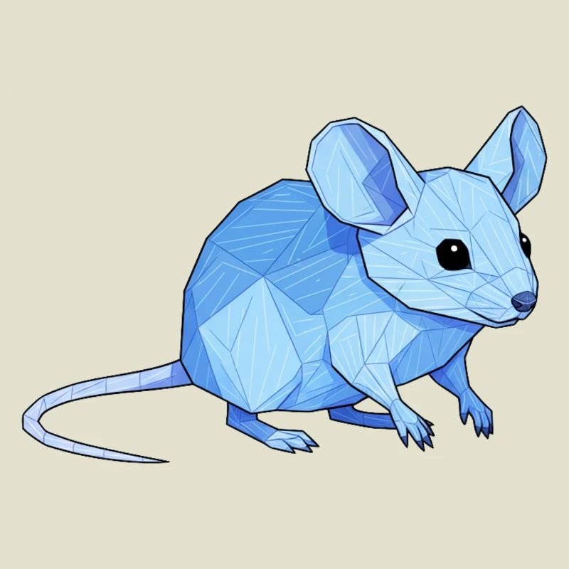 Blue Low-Poly Mouse