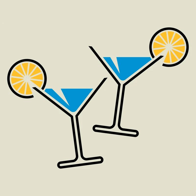 2 Cocktailgläser / Cocktail / Martini + (Hellblau)