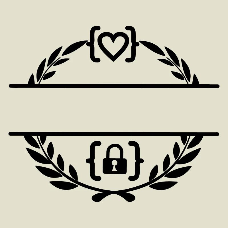 Code mit Herz und Code mit Schloss in Lorbeerkranz m
