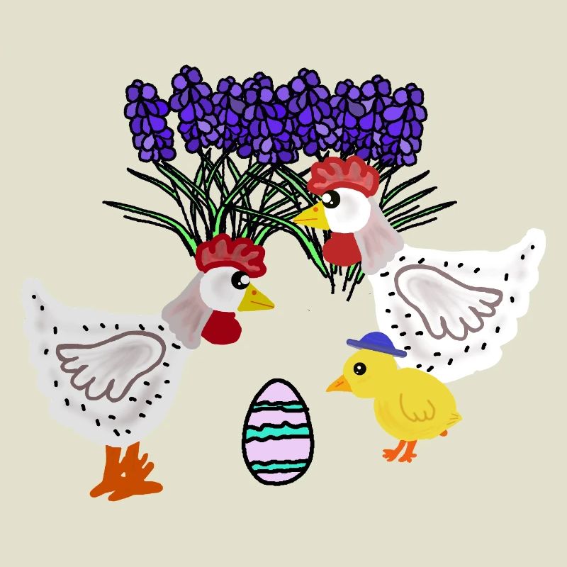 Spring Chickens with Easter Egg Chicken Chicks