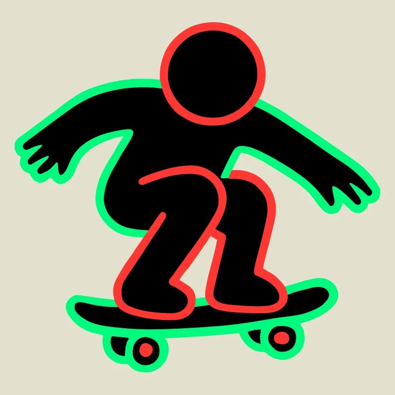 Neon Skateboarder Line Art