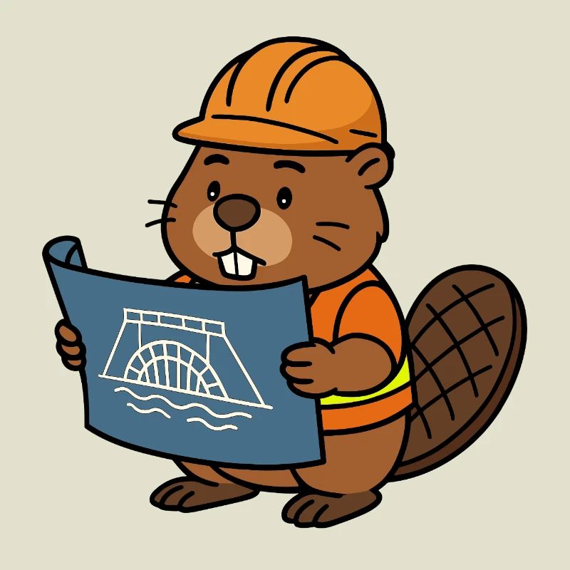 Beaver Construction Worker Bob Master Builder Plan Construction Dam