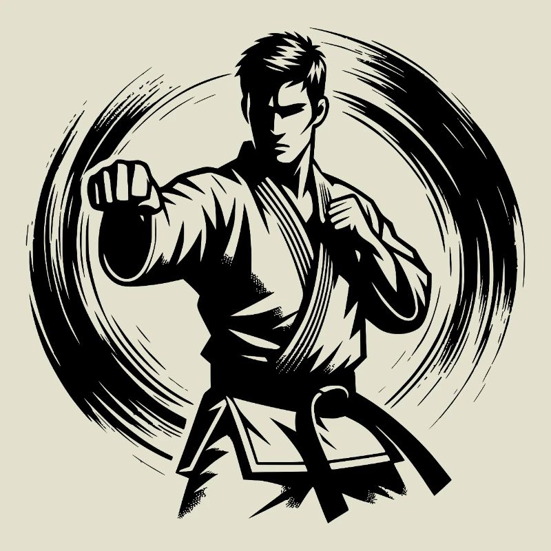 Dynamische Kampfpose Perfekte Karate Silhouette