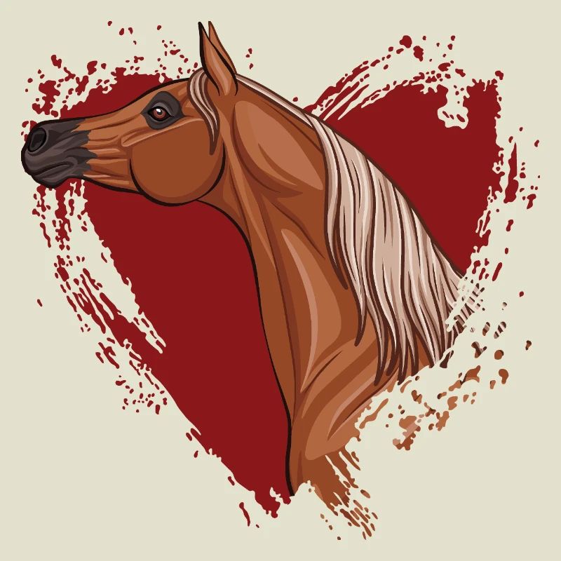 Der Kopf eines arabischen Pferdes und ein rotes Herz