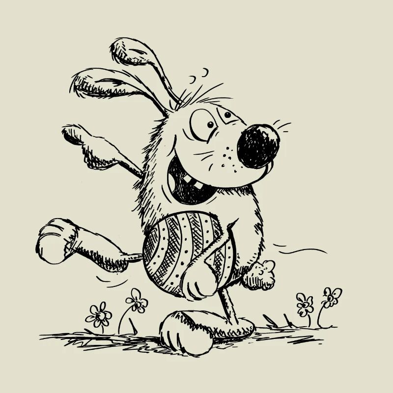 Funny easter bunny with easter egg - easter