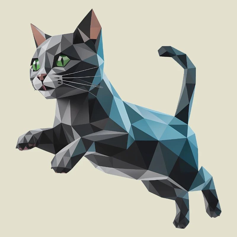 Kätzchen - Cooles Low-Poly-Logo