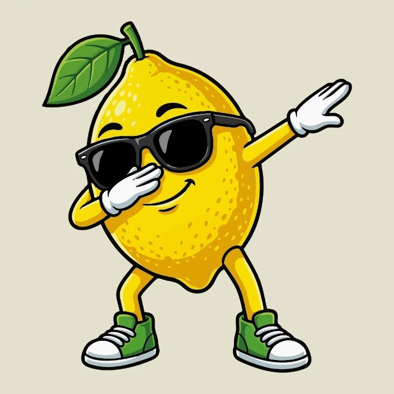 Dessin animé Dun Citron dans la pose Dab