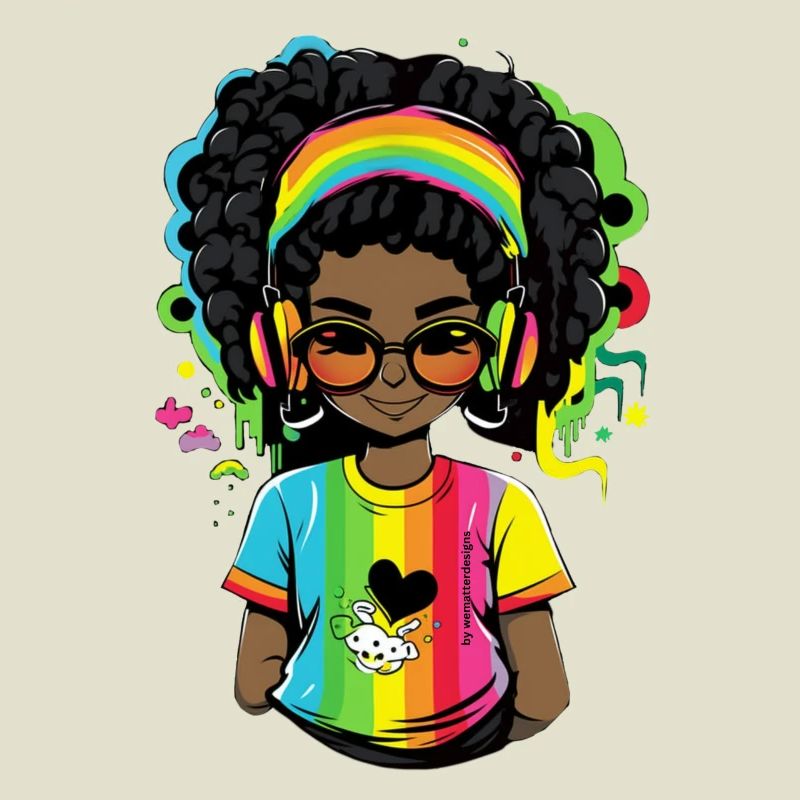 Leuchtender Reggae-Pullover mit Rainbow-Design