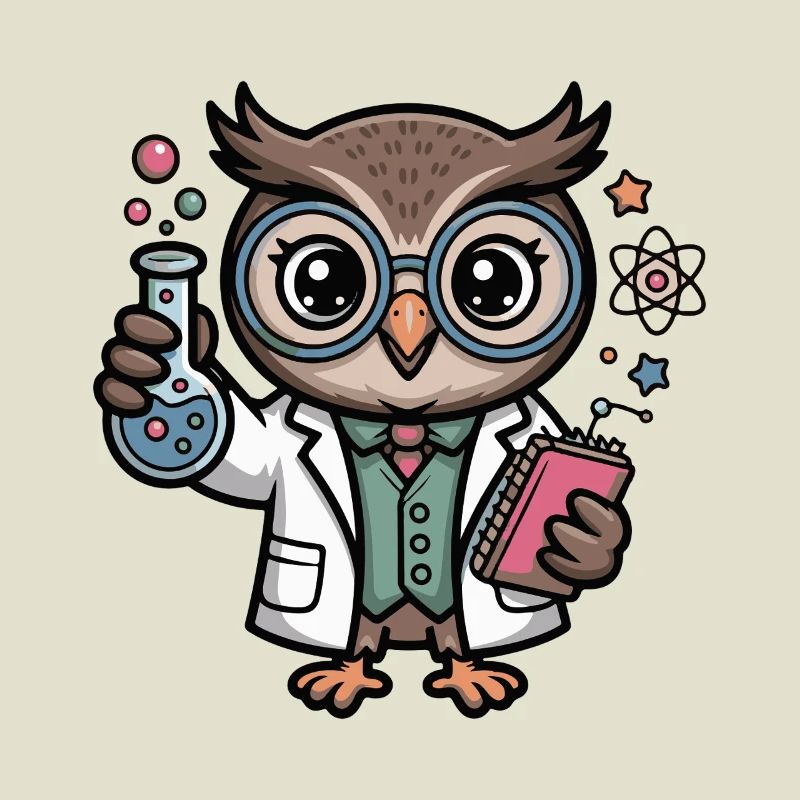 Labor-Eule als Wissenschaftler-Comic