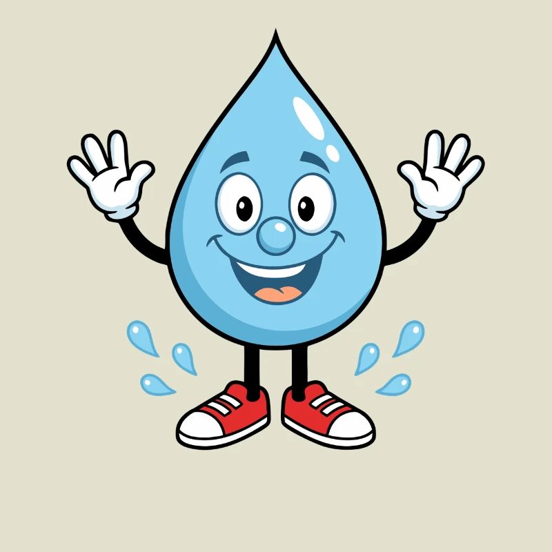 Fröhlicher Wassertropfen mit Sneakers