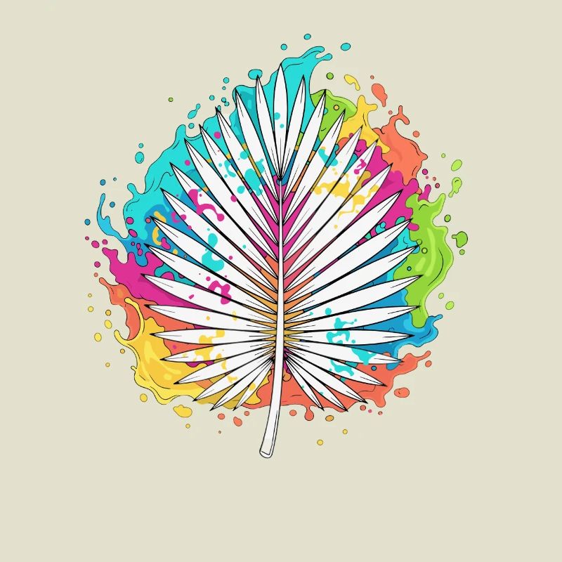 Bunte Palmenfächer Farbexplosion