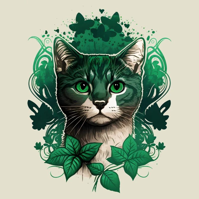 Cat with ivy frame