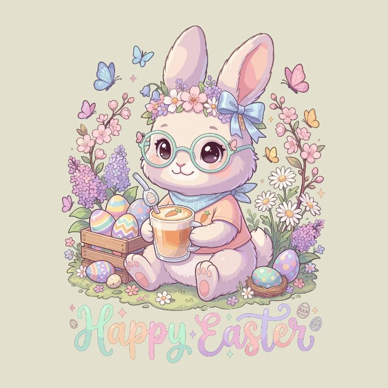 Pastel Bunny Easter Magic "Happy Easter"