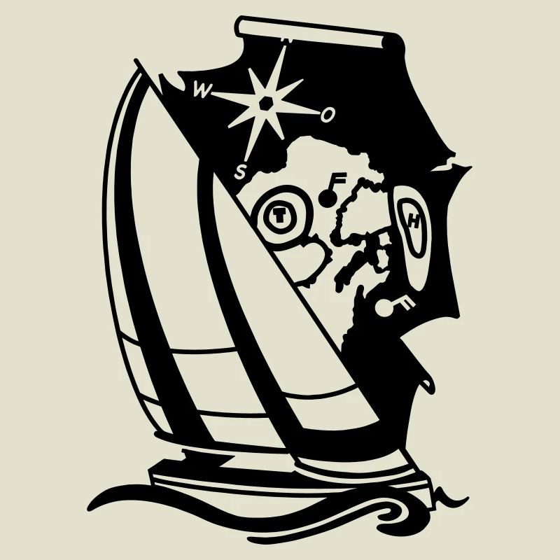 Sailing Yacht Sailing Ship with Compass Nautical Chart Sailing