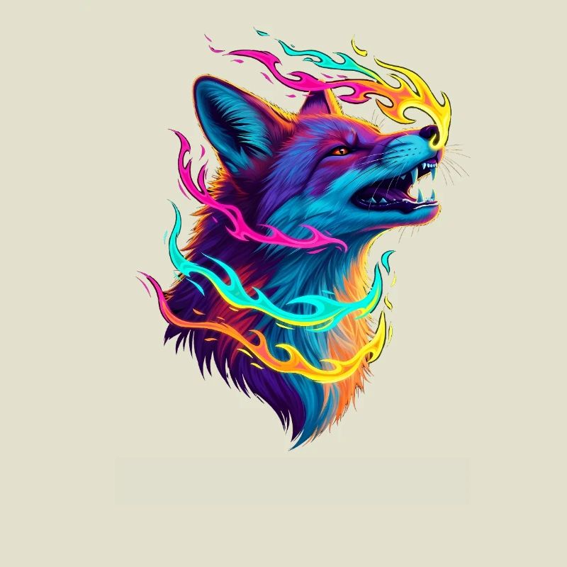 Neon Wolf Flame Spell