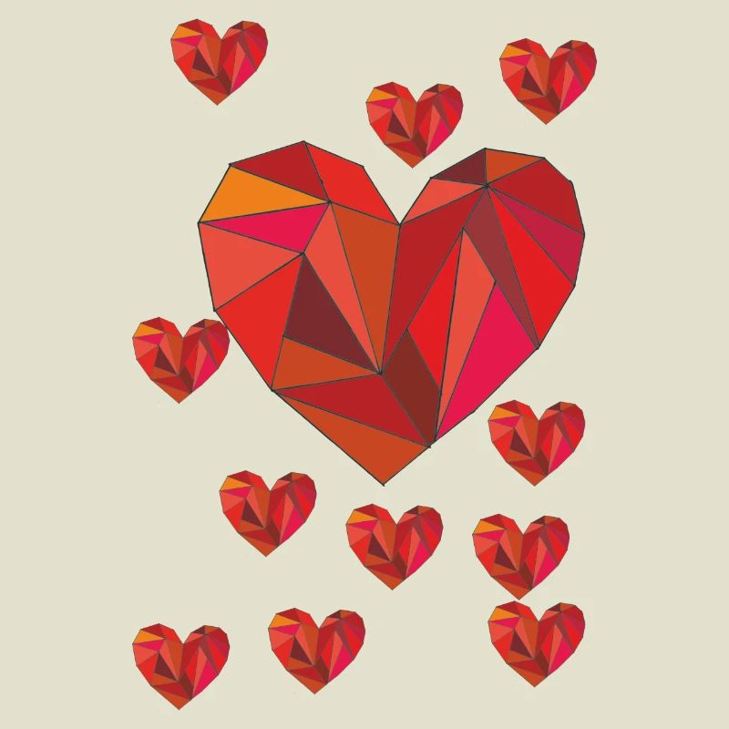 Geometric heart pattern in warm red